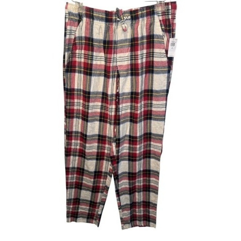 Old Navy Womens Red Plaid Pajama Pants Flannel Drawstring Tall M NEW Cozy Comfy